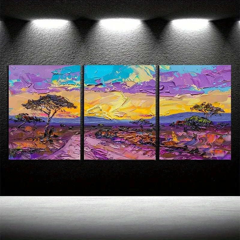 3pcs Charming Pastoral Illustration Metal Print Ready to Hang Art