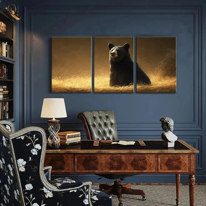 3pcs Artistic Bear Illustration Wildlife Art Metal Print Ready to Hang Art