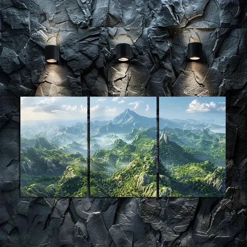3pcs Cinematic Aerial Mountains of Australia Wall Art Set Canvas Framed 50x70cm - High Quality Print 100% Australian Made Wall Canvas Ready to Hang