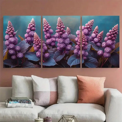 3pcs Amaranth Flowers Illustration Metal Print Ready to Hang Art