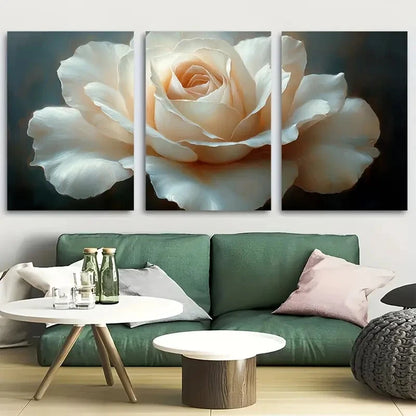 3pcs Elegant White Rose Metal Print Ready to Hang Art