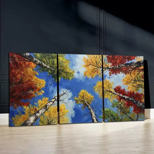 3pcs Sky in the Forest Canvas Framed 60x90cm - High Quality Print 100% Australian Made Wall Canvas Ready to Hang