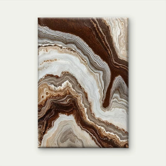 Abstract Swirl Brown and Cream Marble Design 60x90cm Metal Print Ready to Hang