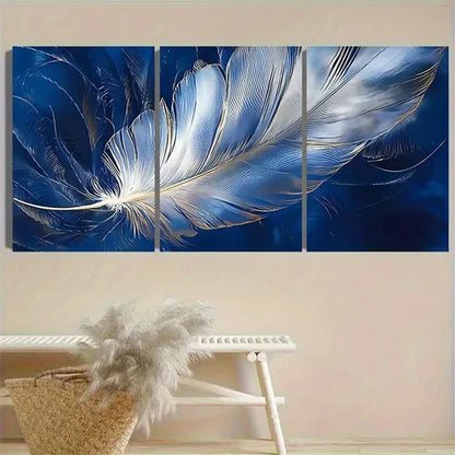 3pcs Delicate Feather Wall Art Set Canvas Unframed - High Quality Print 100% Australian Made Wall Canvas