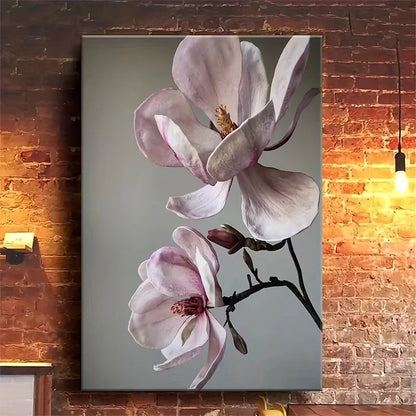Elegant Magnolia Grace Oil Painting 60x90cm Metal Print Ready to Hang