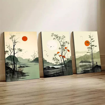 3pcs Abstract Forest Landscape Canvas Framed 60x90cm - High Quality Print 100% Australian Made Wall Canvas Ready to Hang