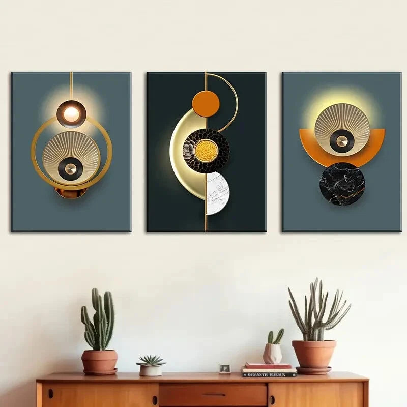 3pcs Modern Fashion Graphics Geometry Perfect Wall Art Set Canvas Framed 40x60cm - High Quality Print 100% Australian Made Wall Canvas Ready to Hang