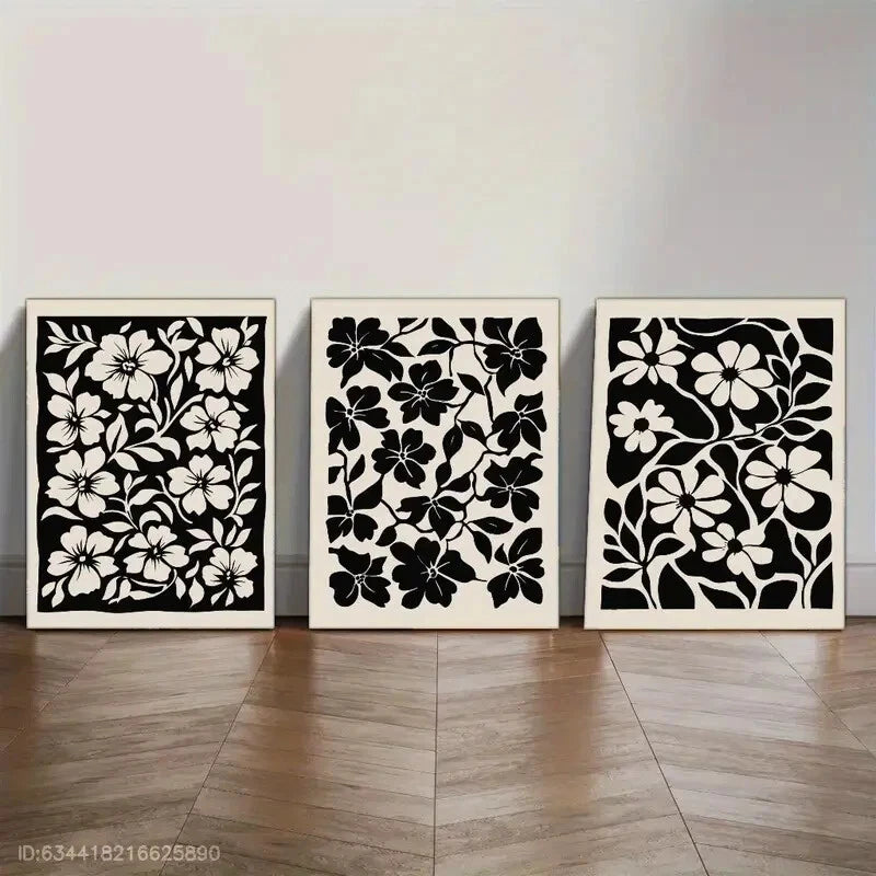 3pcs Artistic Premium Bohemian Style Floral Art Metal Print Ready to Hang Art