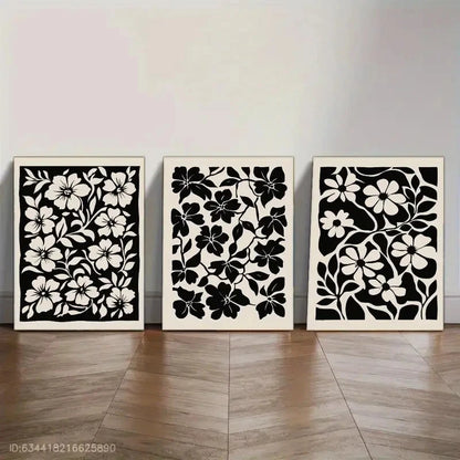3pcs Artistic Premium Bohemian Style Floral Art Metal Print Ready to Hang Art