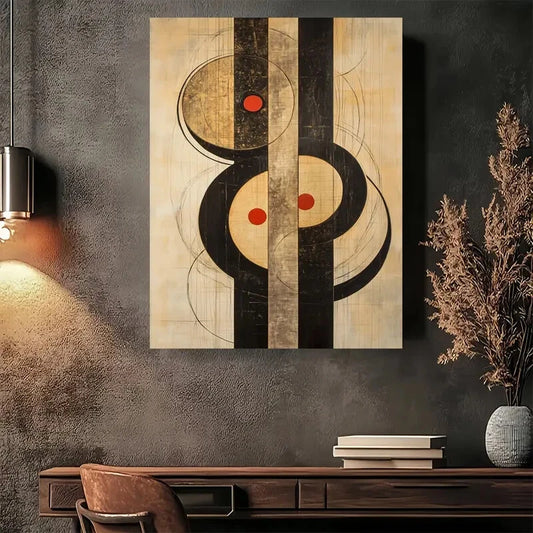 Beautiful Modern Vintage Abstract Geometric Painting 40x60cm Metal Print Ready to Hang