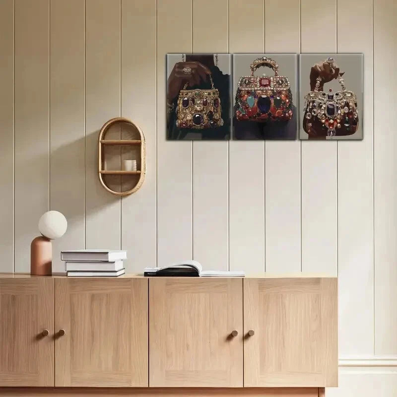 3pcs Exquisite Portrait Art Poster Modern Style Metal Print Ready to Hang Art