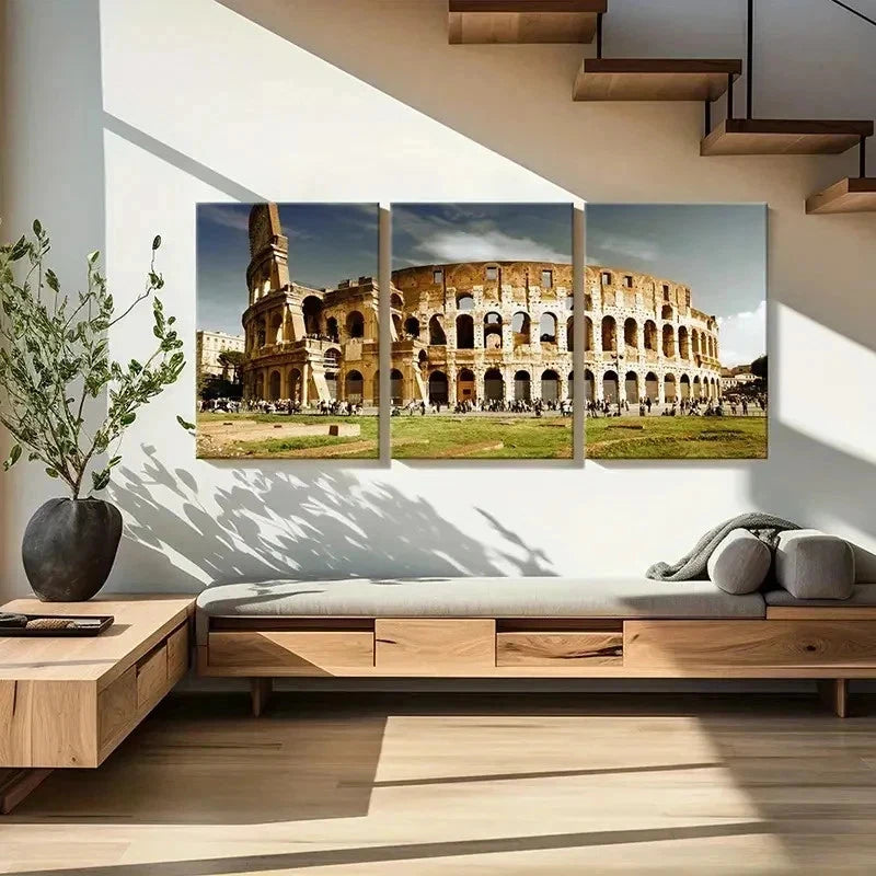 3pcs Rome Colosseum Modern Decoration Wall Art Set Canvas Framed 40x60cm - High Quality Print 100% Australian Made Wall Canvas Ready to Hang