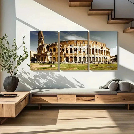 3pcs Rome Colosseum Modern Decoration Wall Art Set Canvas Framed 40x60cm - High Quality Print 100% Australian Made Wall Canvas Ready to Hang