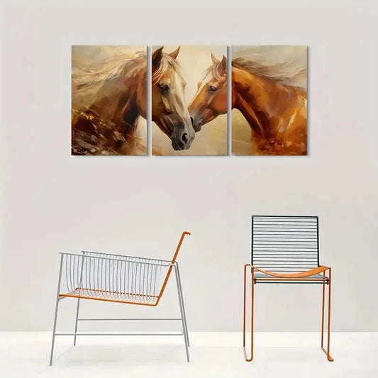 3pcs Abstract Horse Modern Animal Metal Print Ready to Hang Art