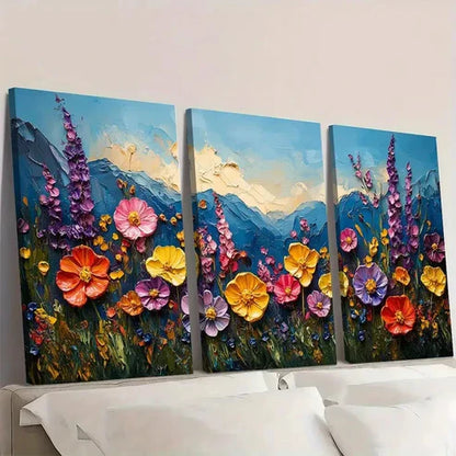 3pcs Mountain Meadow Painting FYWall Art Set Canvas Unframed - High Quality Print 100% Australian Made Wall Canvas