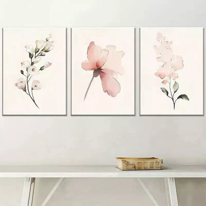 3pcs Modern Floral Pink Peonies White Flowers Wall Art Set Canvas Framed 40x60cm - High Quality Print 100% Australian Made Wall Canvas Ready to Hang