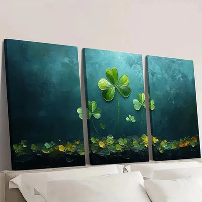 3pcs Four Leaf Clover Wall Art Canvas Unframed - High Quality Print 100% Australian Made Wall Canvas
