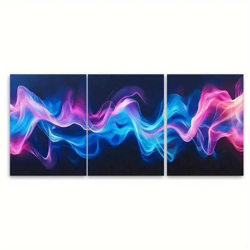 3pcs Abstract Sound Waves in Gradients Design Wall Art Set Canvas Framed 50x70cm - High Quality Print 100% Australian Made Wall Canvas Ready to Hang