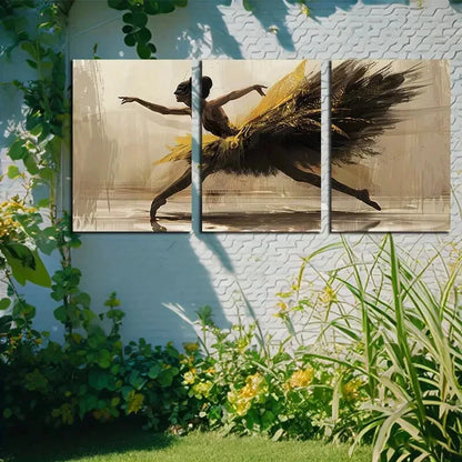 3pcs Vibrant Ballet Dancer Illustration Metal Print Ready to Hang Art