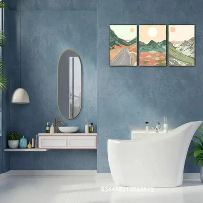 3pcs Vibrant Mountain & Road Scenery Metal Print Ready to Hang Art