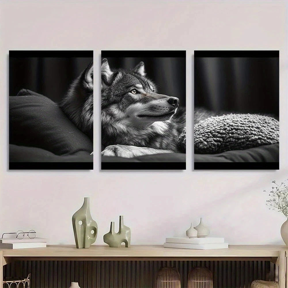 3pcs Black and White Animal Classic Metal Print Ready to Hang Art