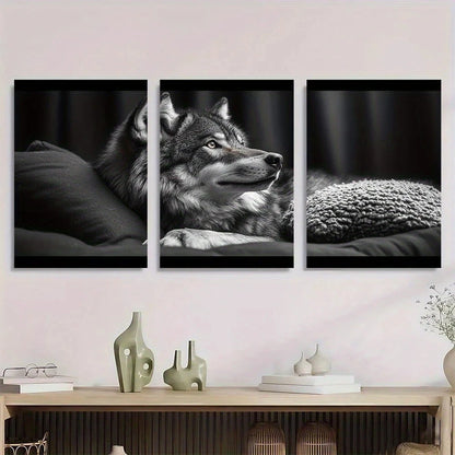3pcs Black and White Animal Classic Metal Print Ready to Hang Art