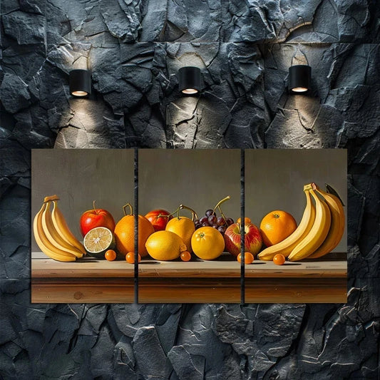 3pcs Fruit-Themed Oil Painting Metal Print Ready to Hang Art