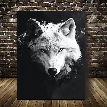 Beautiful Snow Wolf Abstract Contemporary Painting 40x60cm Metal Print Ready to Hang