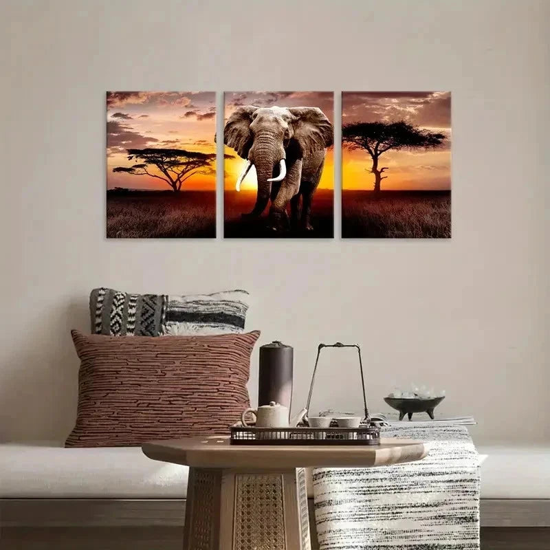 3pcsVivid African sunset scenes  Wall Art Set Canvas Framed 40x60cm - High Quality Print 100% Australian Made Wall Canvas Ready to Hang