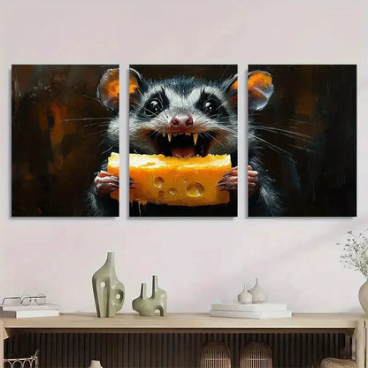 3pcs Vibrant Retro Modern Animal Themed Metal Print Ready to Hang Art