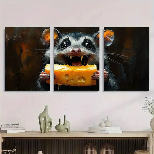 3pcs Vibrant Retro Modern Animal Themed Metal Print Ready to Hang Art