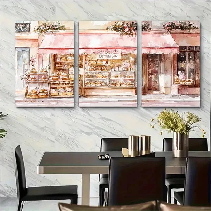 3pcs French Bakery Print French Patisserie Metal Print Ready to Hang Art