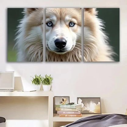 3pcs Golden Retriever Portrait With Blue Eyes Wall Art Set Canvas Framed 50x70cm - High Quality Print 100% Australian Made Wall Canvas Ready to Hang