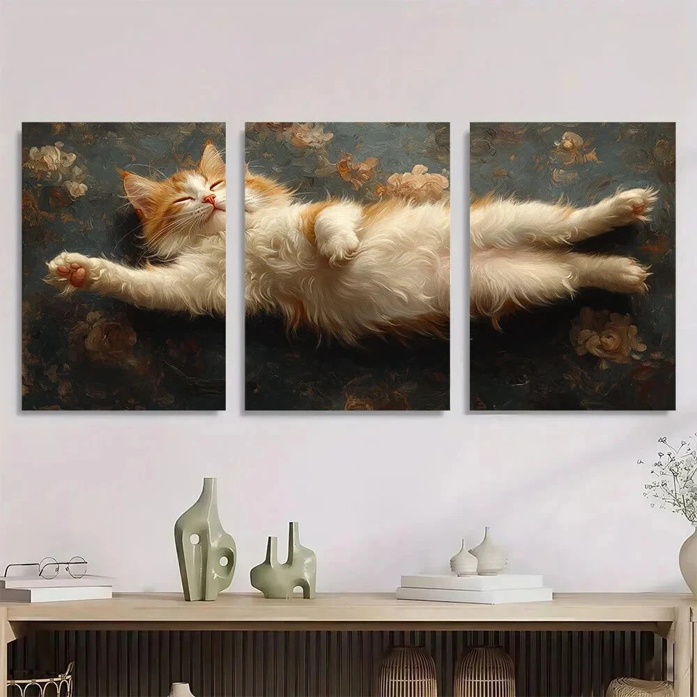 3pcs Whimsical Twist on Classic Metal Print Ready to Hang Art