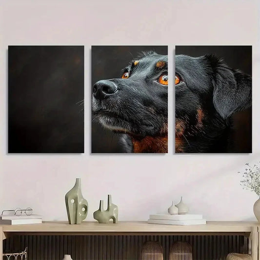 3pcs Vibrant Dog Portraits With Wooden Metal Print Ready to Hang Art
