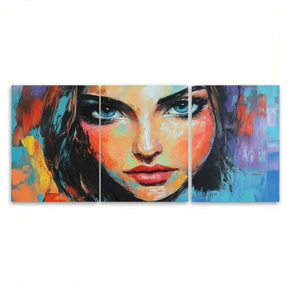 3pcs Abstract Lady Painting Woman Portrait Wall Art Set Canvas Framed 60x90cm - High Quality Print 100% Australian Made Wall Canvas Ready to Hang