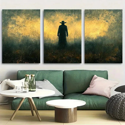 3pcs Wild Western Halloween Cowboy Metal Print Ready to Hang Art