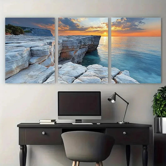 3pcs Natural Eroded Rock Formation Wall Art Set Canvas Framed 40x60cm - High Quality Print 100% Australian Made Wall Canvas Ready to Hang