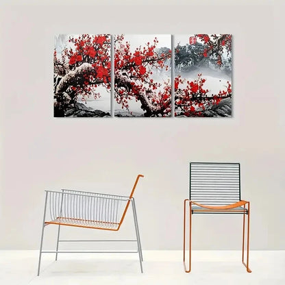 3pcs Cherry Blossom Abstract Landscape Wall Art Set Canvas Framed 40x60cm - High Quality Print 100% Australian Made Wall Canvas Ready to Hang
