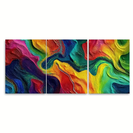 3pcs Modern Abstract Multicolor Metal Print Ready to Hang Art