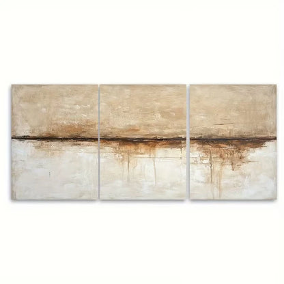 3pcs Brown Abstract Painting Metal Print Ready to Hang Art