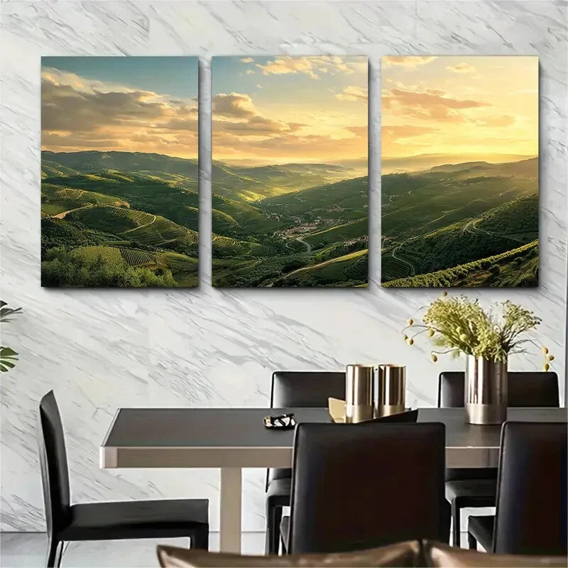 3pcs Vibrant Douro Valley Landscape Posters Metal Print Ready to Hang Art
