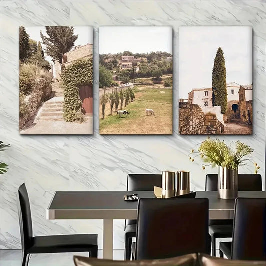 3pcs France City France Floral Gallery Farmhouse Metal Print Ready to Hang Art