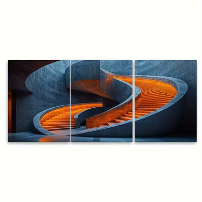 3pcs Spiral Staircase Vatican Architecture Metal Print Ready to Hang Art
