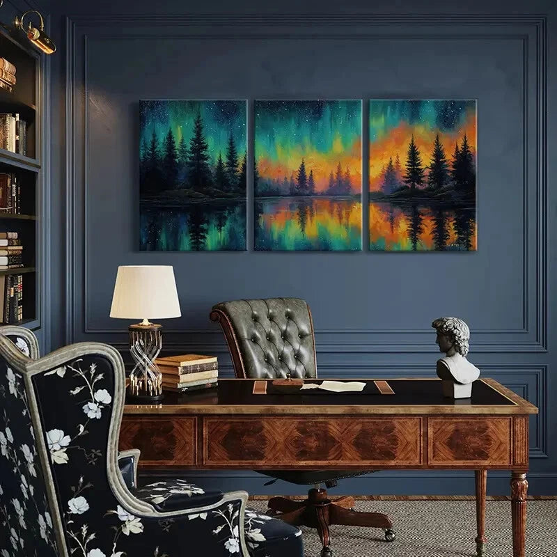 3pcs Forest Reflection Abstract Landscape Metal Print Ready to Hang Art