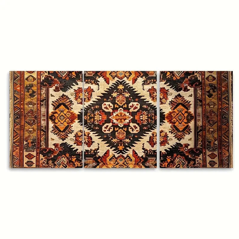 3pcs Kurdish Kilim Tapestry Kurdistan Motif Metal Print Ready to Hang Art