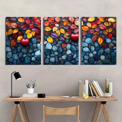 3pcs Stained Glass Style Colourful Metal Print Ready to Hang Art