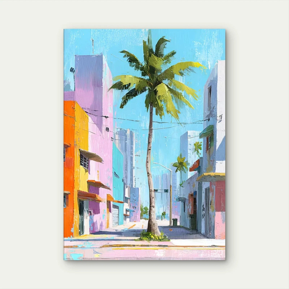 Tropical Coastal Pastel Art Miami-Inspired Urban Metal Print Ready to Hang
