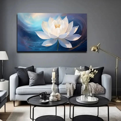 Elegant White For Lotus Wall Art Canvas Office Home Room Framed 120x60cm