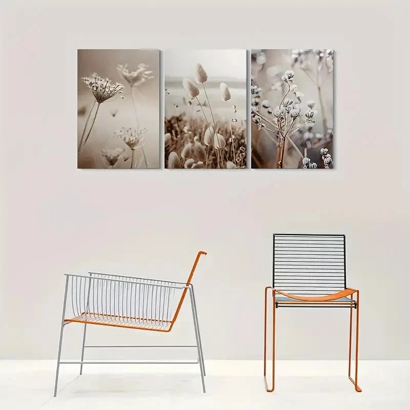 3pcs Floral Nature Scenery Blue Metal Print Ready to Hang Art